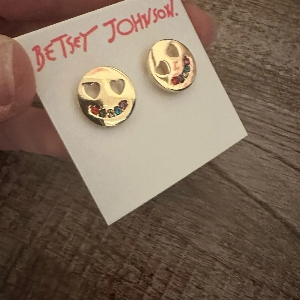 Betsey Johnson Smile Stud Earrings